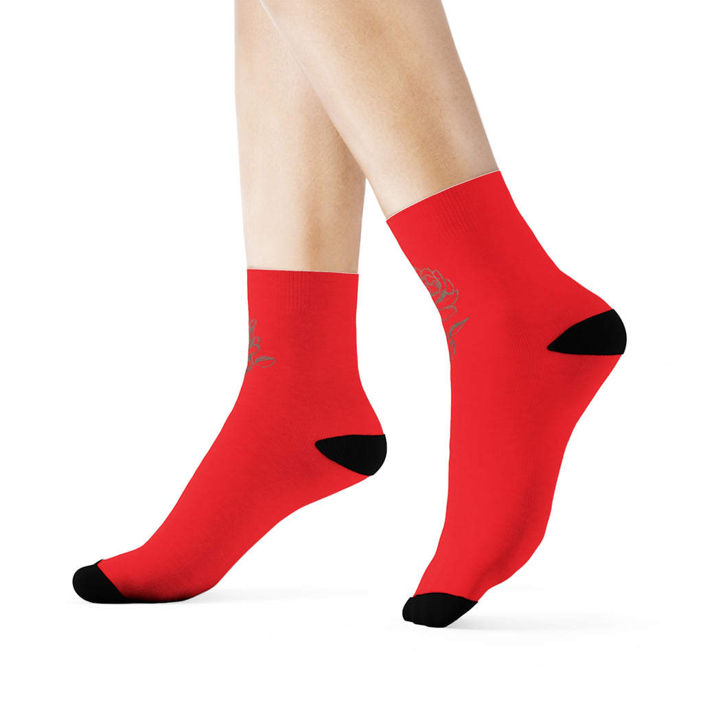 Red Rose Crew Socks